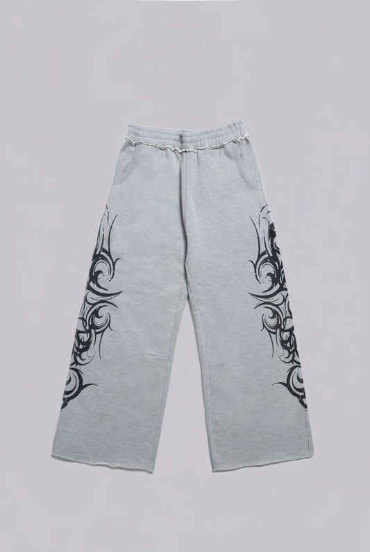 Baggy Tattoo Sweat Pants - Grey