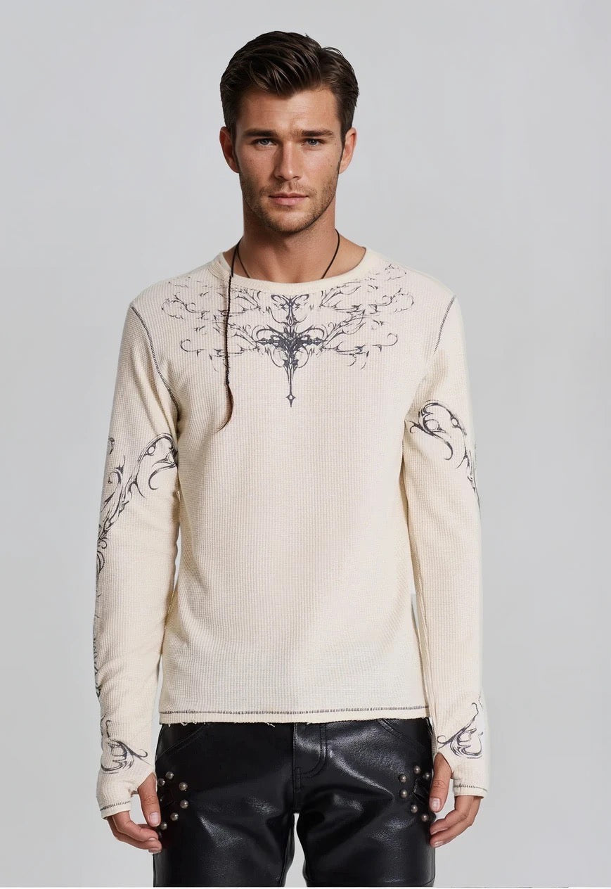 Letter Henley T-shirt - Off White