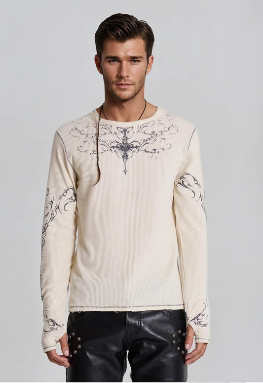 Letter Henley T-shirt - Off White