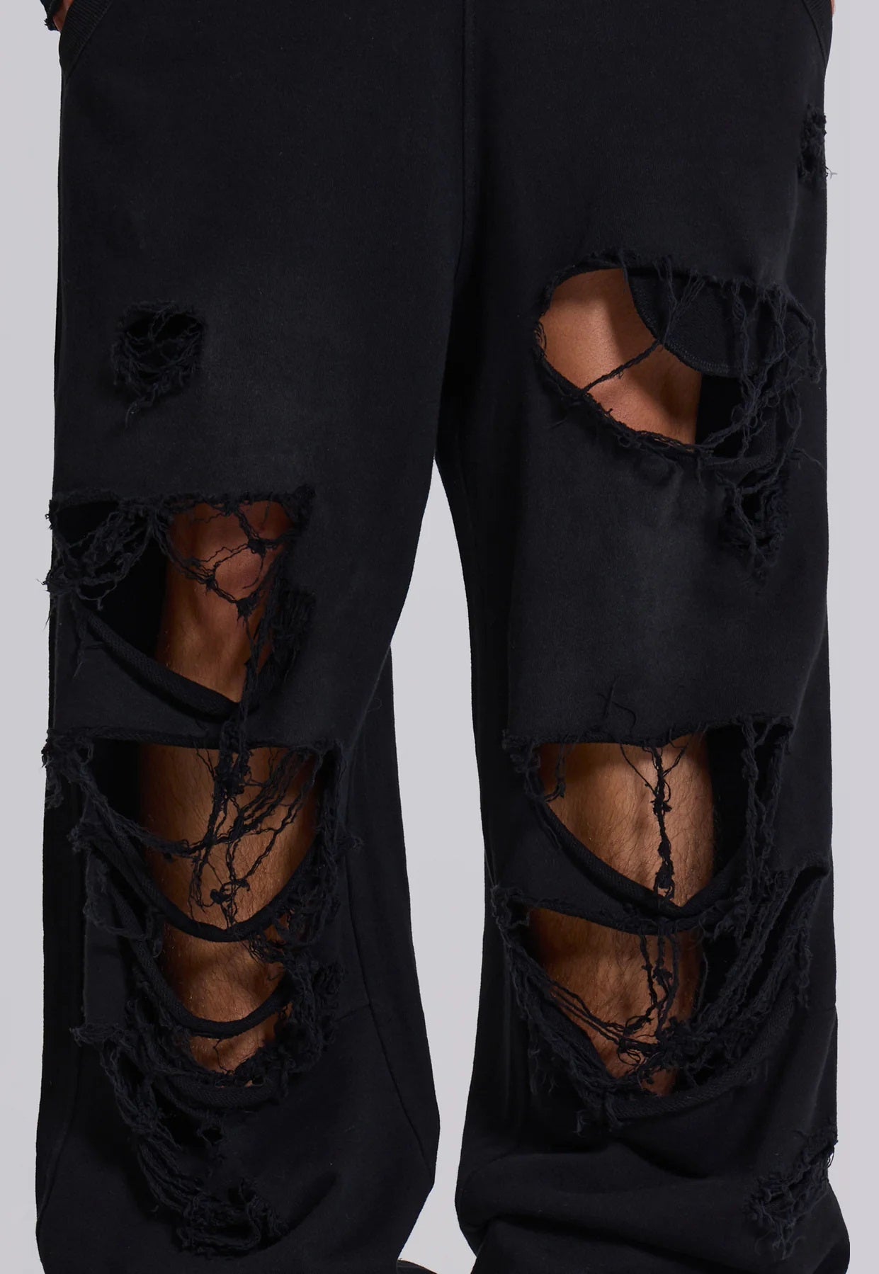 Baggy Distressed Sweat Pants - Black