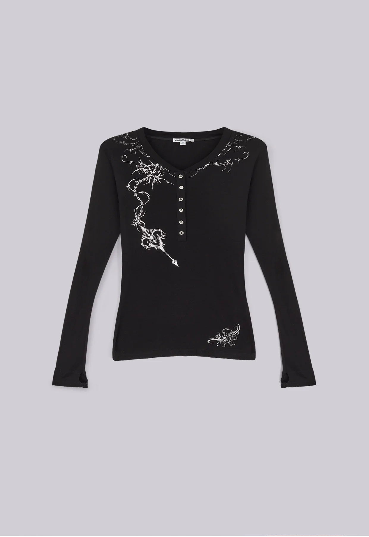 Letter Henley T-shirt - Black