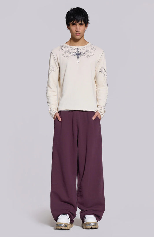 Baggy Sweat Pants - Burgundy