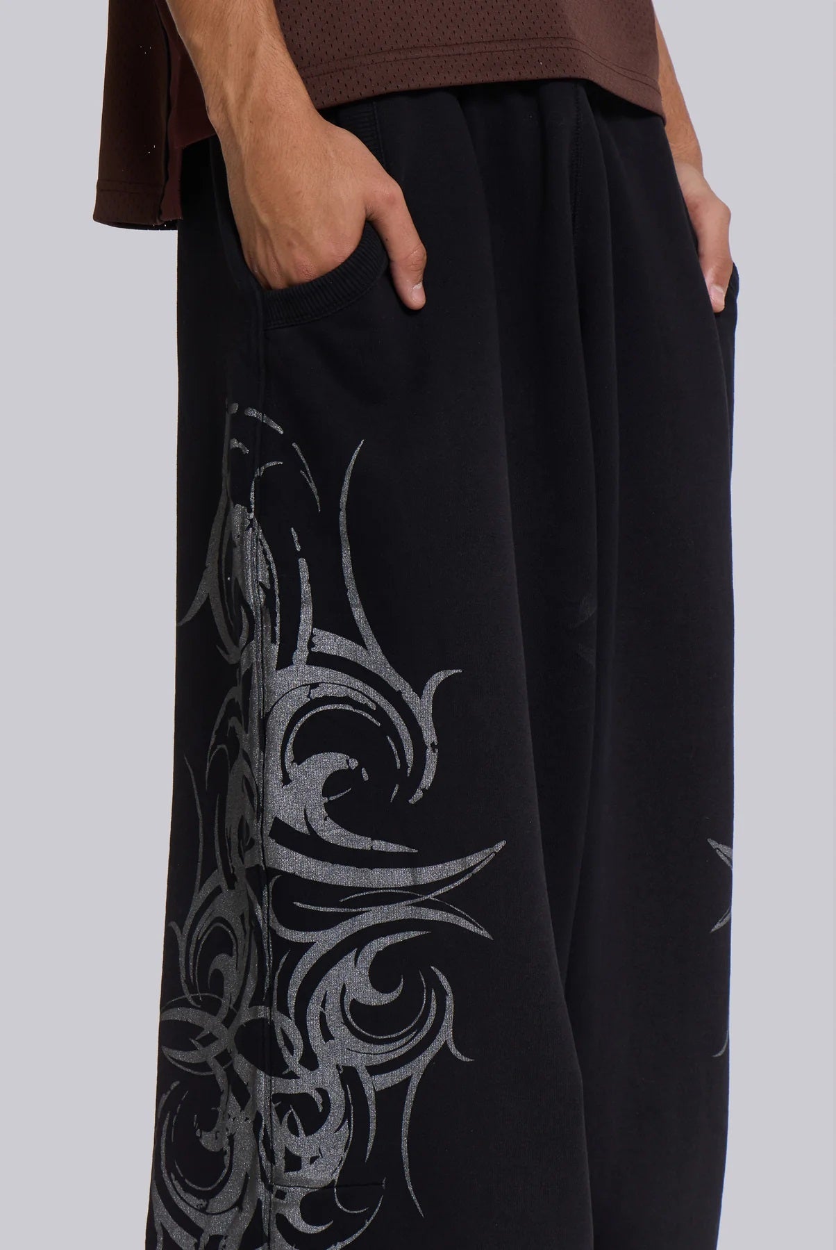 Baggy Tattoo Sweat Pants - Black