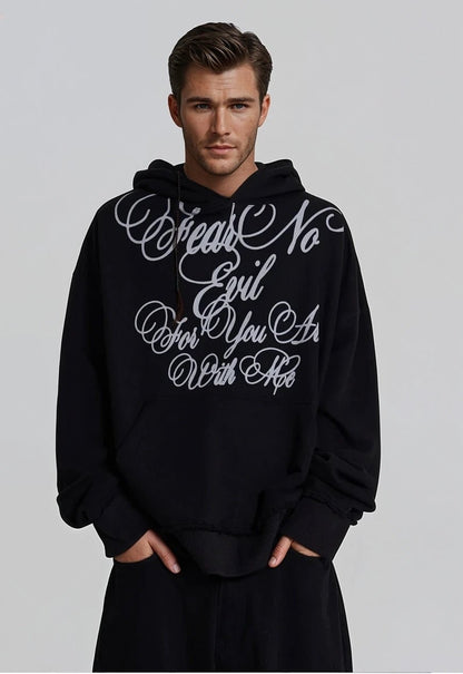 Letter Hoodie - Black